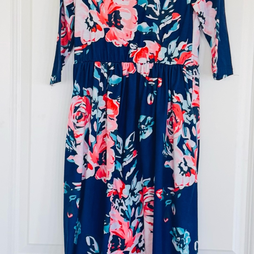 Floral Navy Kids Casual Dress